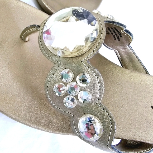 Montego Bay Club Ladies Diva comfy Bling Gems Wedge 2" heel Mule Sandals Size 8 - Picture 5 of 7